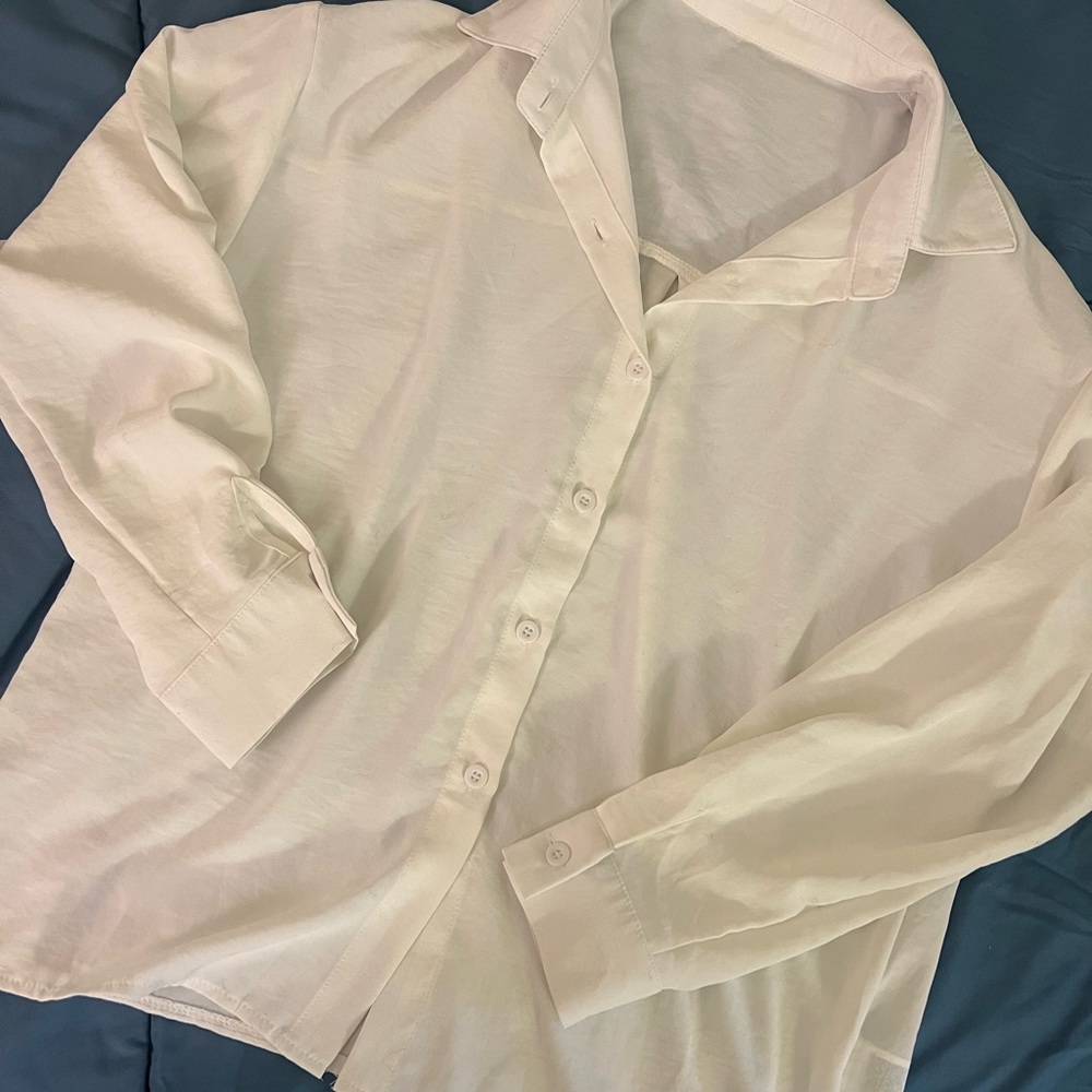 dazy silky white button up